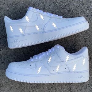 Custom Made Reflective Lightning Bolt Airforce 1s AF1